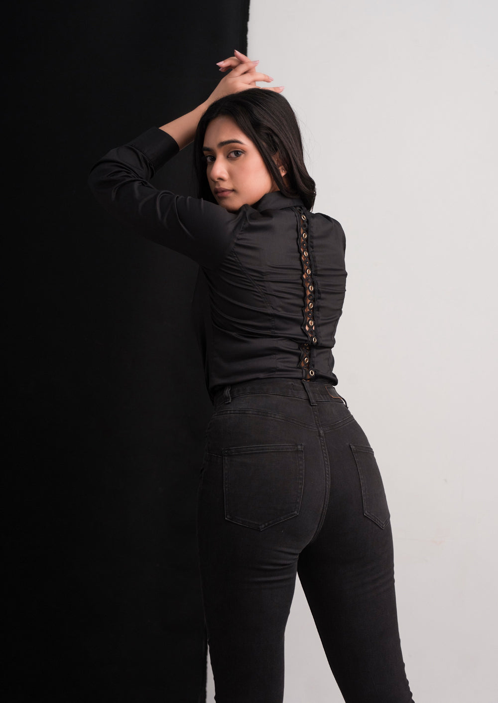 Black O Back designed Work wear blouse