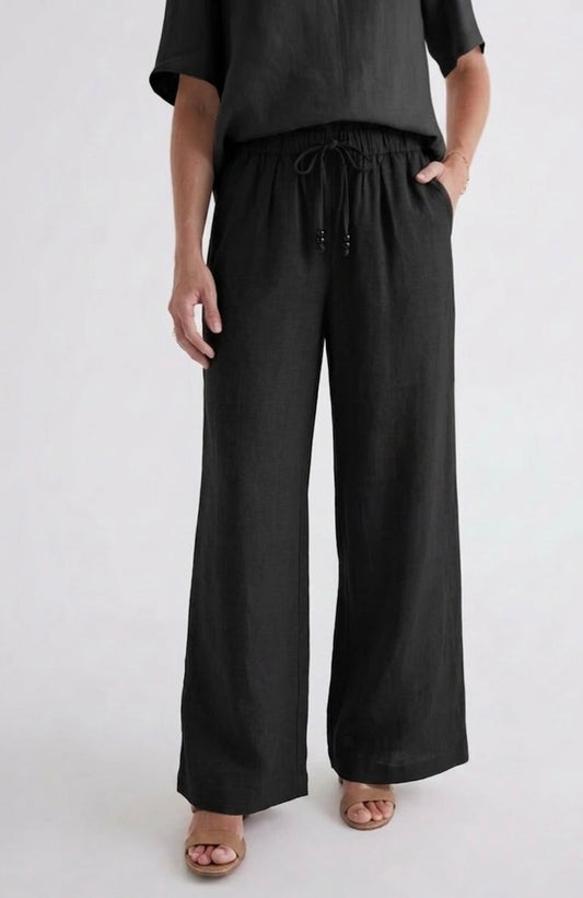 Splash Linen Black Pant