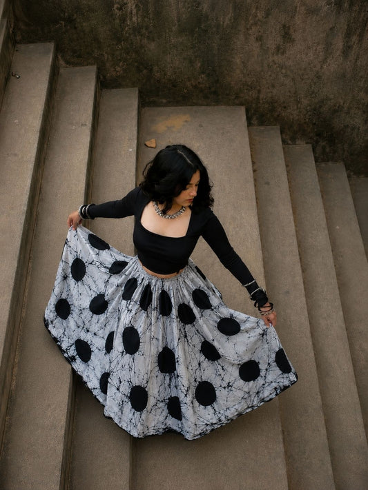 Black Polka Dot Batik Skirt