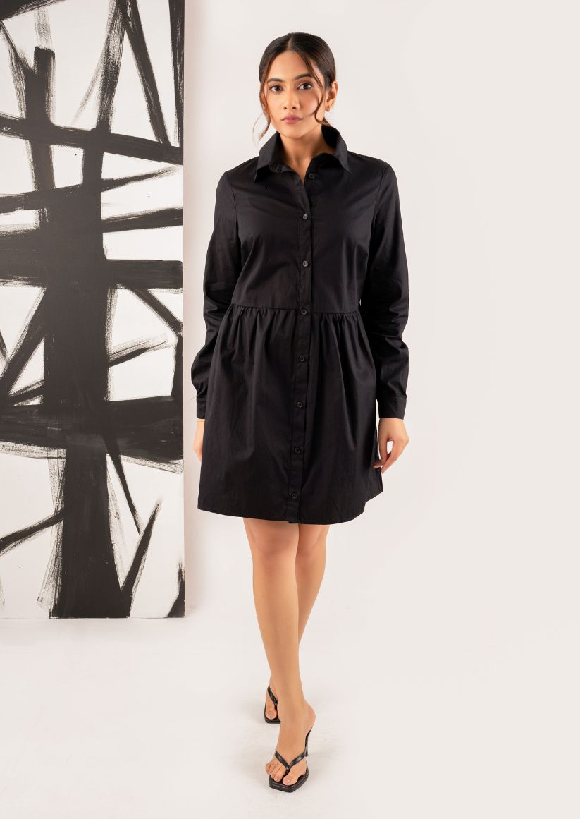 BLACK SHORT BUTTON FROCK BWC059 – blackowhitecore