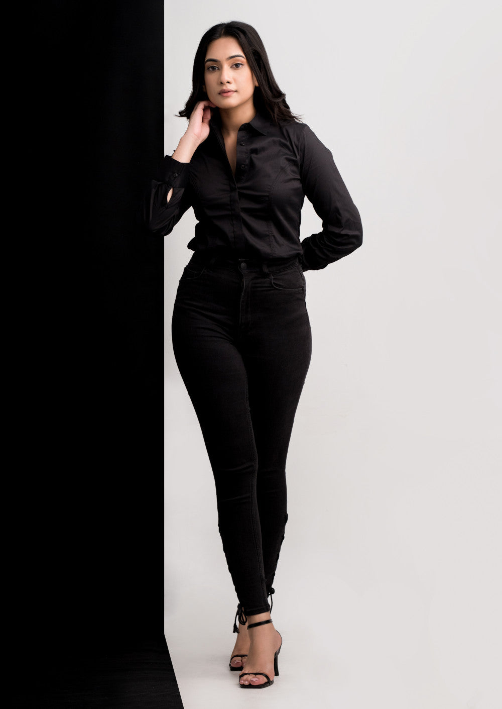 Black O Back designed Work wear blouse