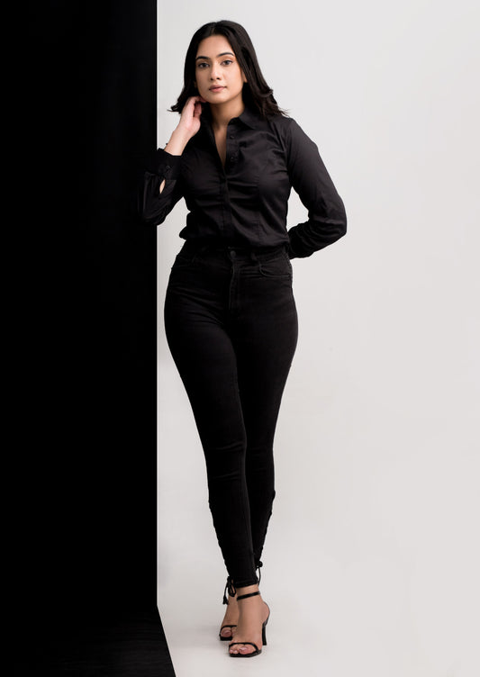 Black O Back designed Work wear blouse