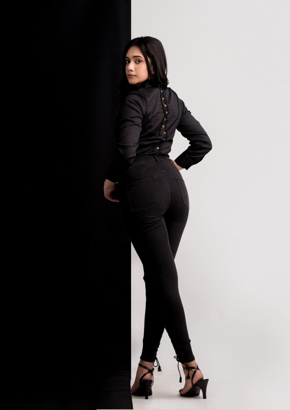 Black O Back designed Work wear blouse