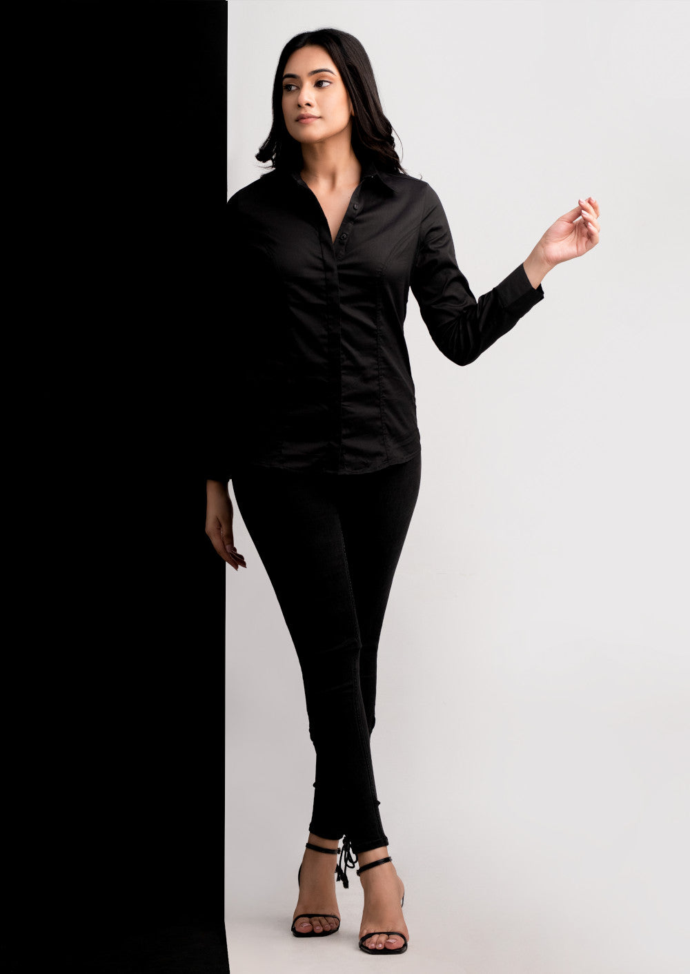 Black O Back designed Work wear blouse