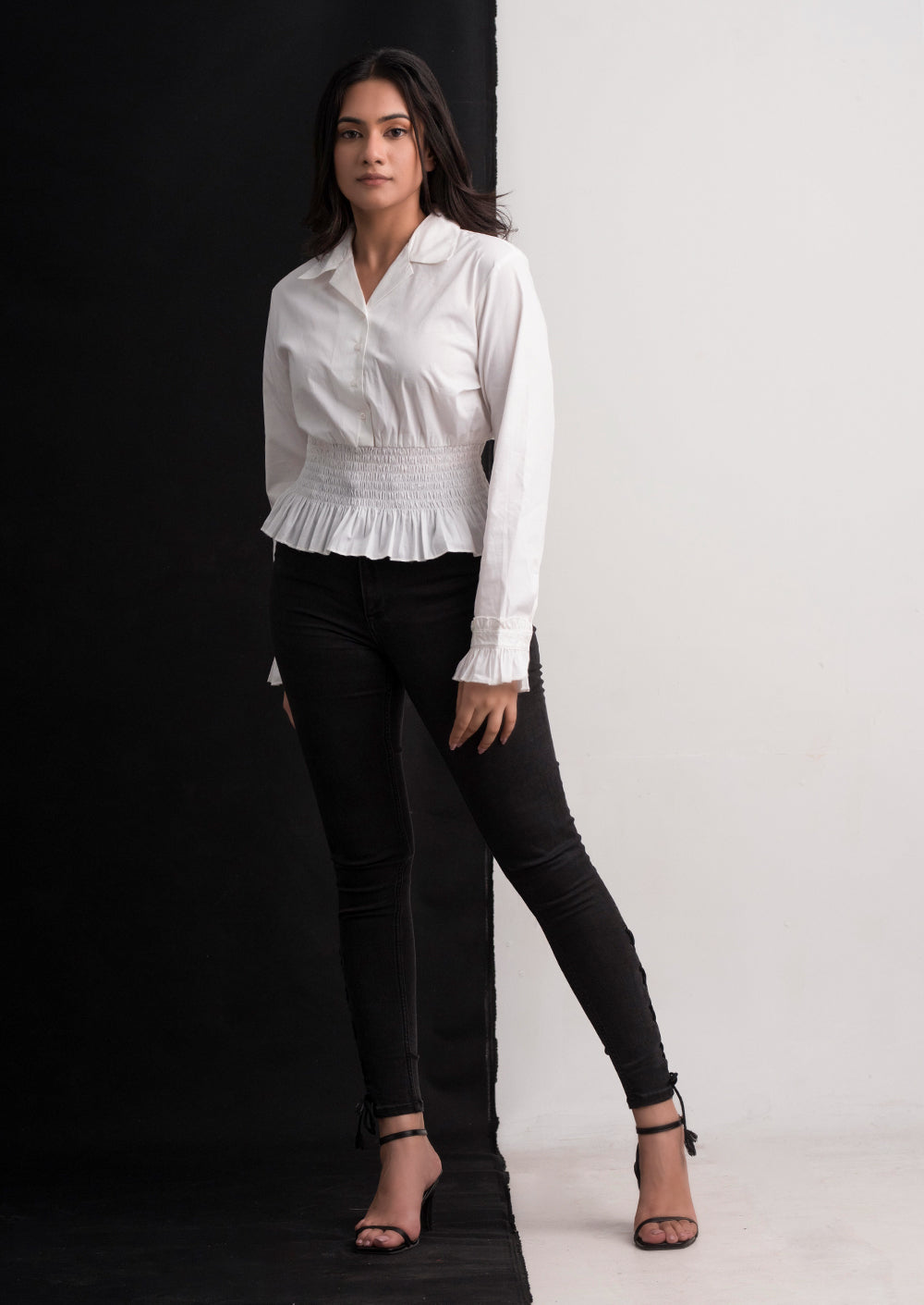 WAIST GATHER PREMIUM WORK BLOUSE BWC115