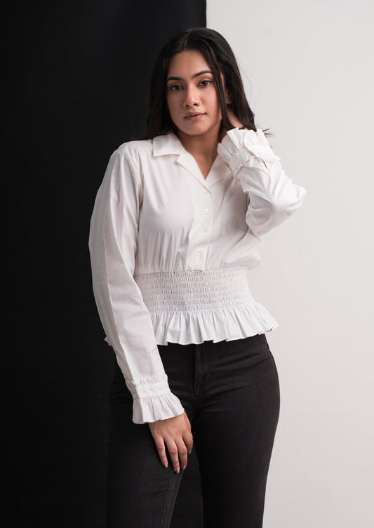 WAIST GATHER PREMIUM WORK BLOUSE BWC115